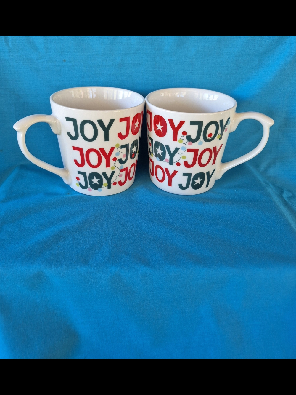 Jumbo Christmas Joy Mug Coffee Tea Set of 2 Stoneware by Maude Borup Kitchen